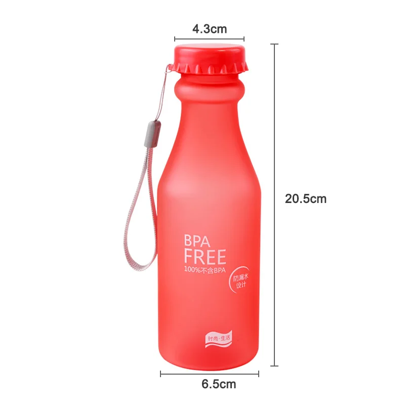 

Crystal Water Bottle Transparent Frosted Leak-proof Plastic kettle 550mL Portable Water Bottle for Travel Yoga Running Camping
