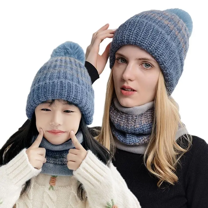 

Yarn Parent-child Ladies Hat Mother Baby Two-piece Acrylic Knitted Hat