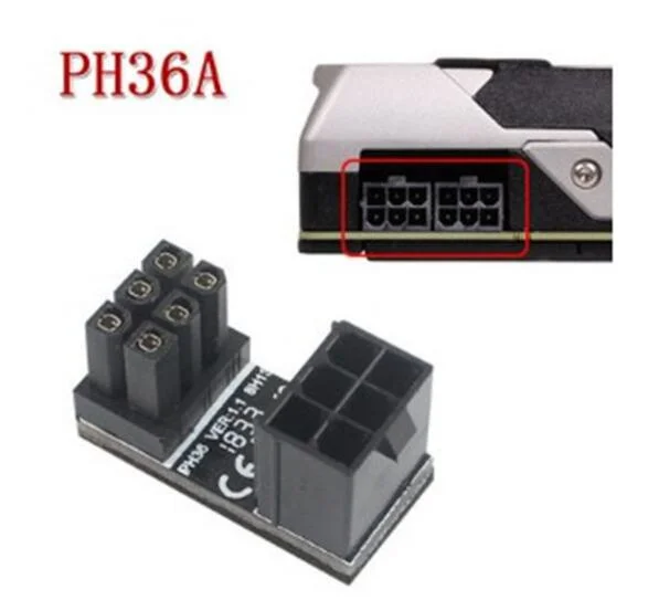 Разъем питания PCI-E для видеокарты адаптер 180 градусов с pcie PCI-e 6Pin 6-контактный 8Pin