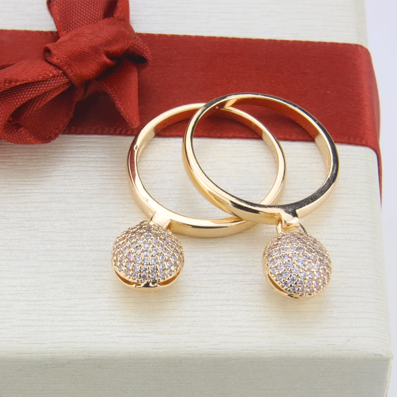 SUNSLL Модное новое Золотое медное кольцо с белым цирконием для женщин четыре