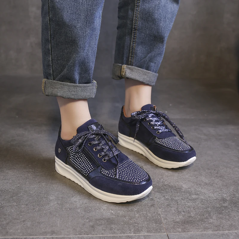 

Women Sneakers Ladies Elastic Thicken Heel Running Shoes zipper Suede Platform Trainers Tenis Feminino 2020 Zapatos De Mujer