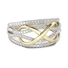 Новый дизайн Forever Love Свадебные Кольца для женщин Серебряный Цвет меди с AAA хрустальные камни Бесконечность бесконечное очарование палец ювелирное изделие