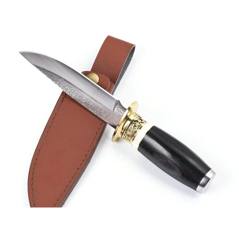 

TRSKT JAPAN Handmade knife , Copper + Color Wood Handle, Camping Tool Survival Rescue Hunting Knives Edc Tools Dropshipping