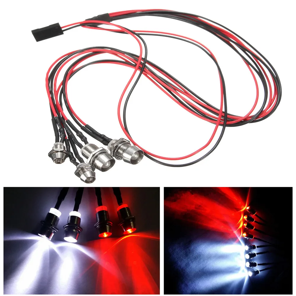 

RC Model Car Headlight Taillight Set 3mm Red 5mm White for 1/10 1/8 RC Crawler Car Traxxas TRX-4 TRX4 Axial SCX10 D90 D110