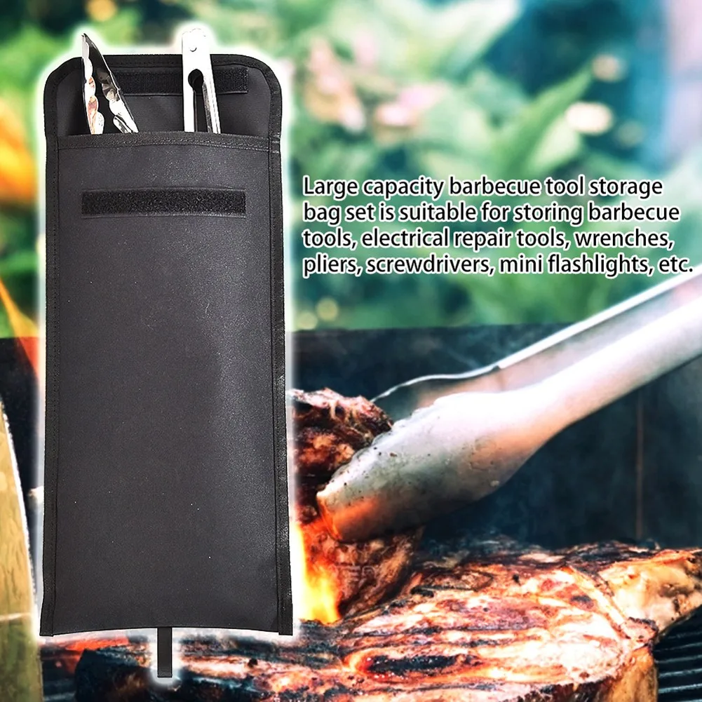 

BBQ Tool Storage Bags Barbecue Hardware Tool Holder Pouch Camping Picnic Pouch For Roasting Sticks Smores Skewers BBQ Fork