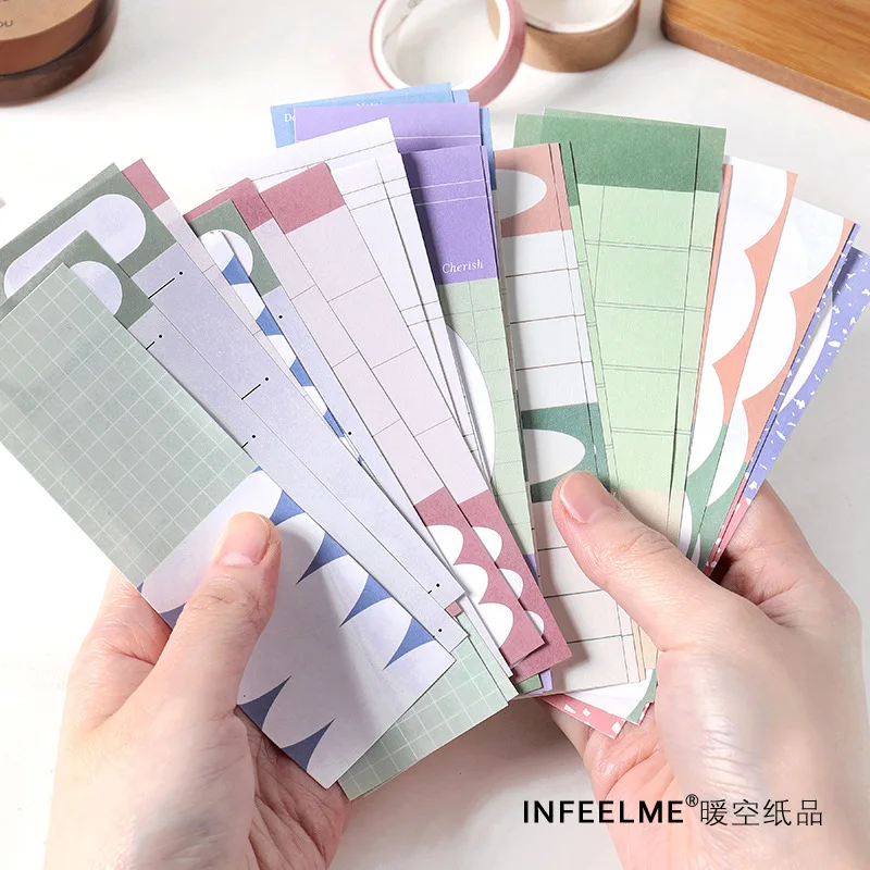 

30pcs Lattice Border Memo Pad Four-Color Printing White Cowhide Material Note DIY Journal Scrapbook Decorative Stationery Kawaii