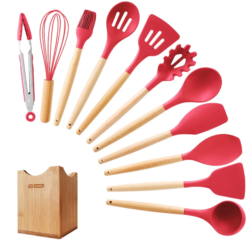 11/12/13Pcs Silicone Kitchen Set nonstick Kitchen Utensils Set with Spoon Spatula Cooking Accessories Baking Kitchen Tools Set - Цвет: 12 Pcs kitchen set