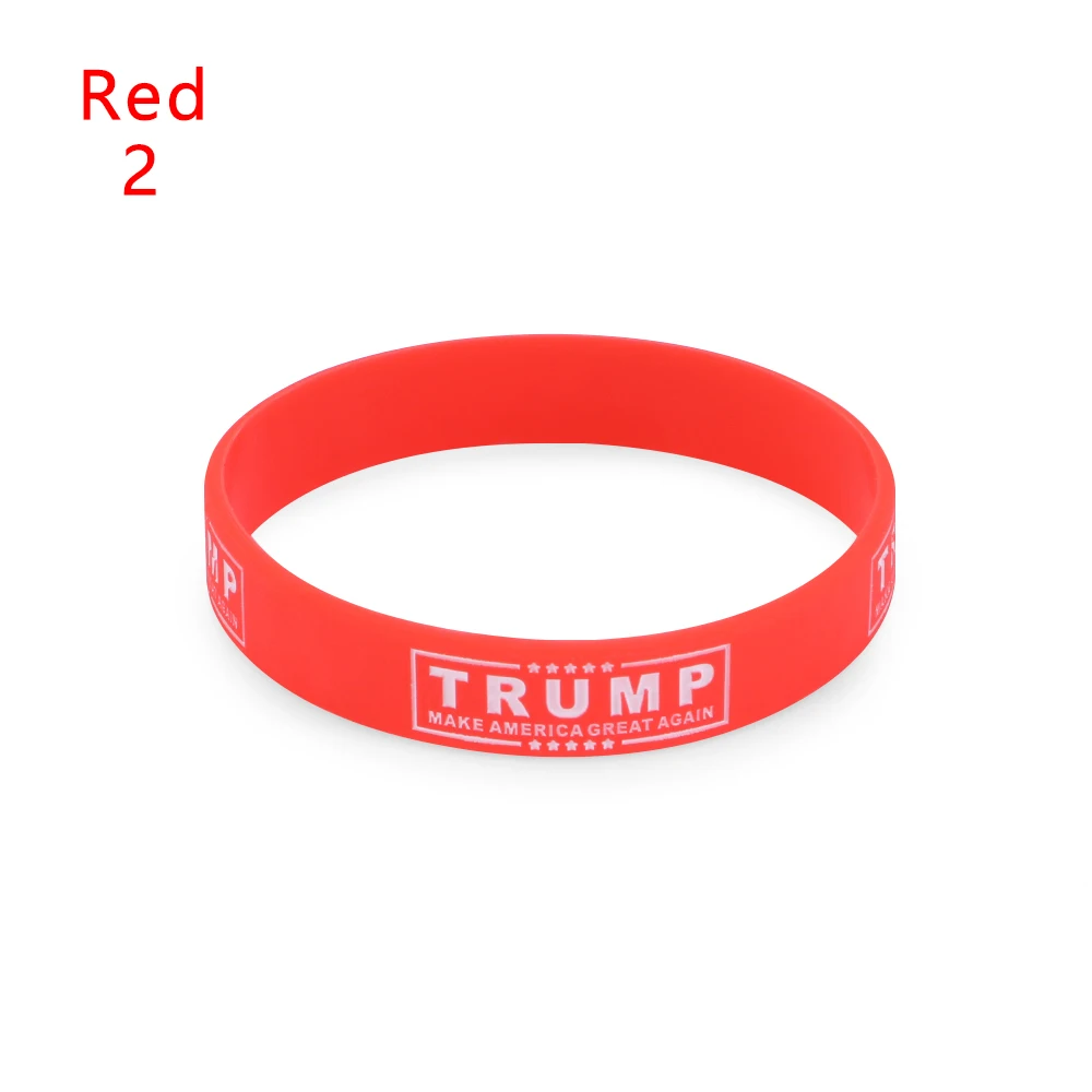 Red-2 1 шт. Trump President силиконовые браслеты модный синий красный разноцветный браслет повседневные унисекс растягивающиеся модные аксессуары - Окраска металла: Red-2