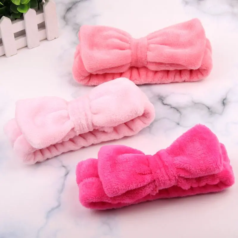

Face Wash Hairband Coral Velvet Hair Solid Color Coral Fleece Bow Hair Bands Wash Face Soft hair accesories