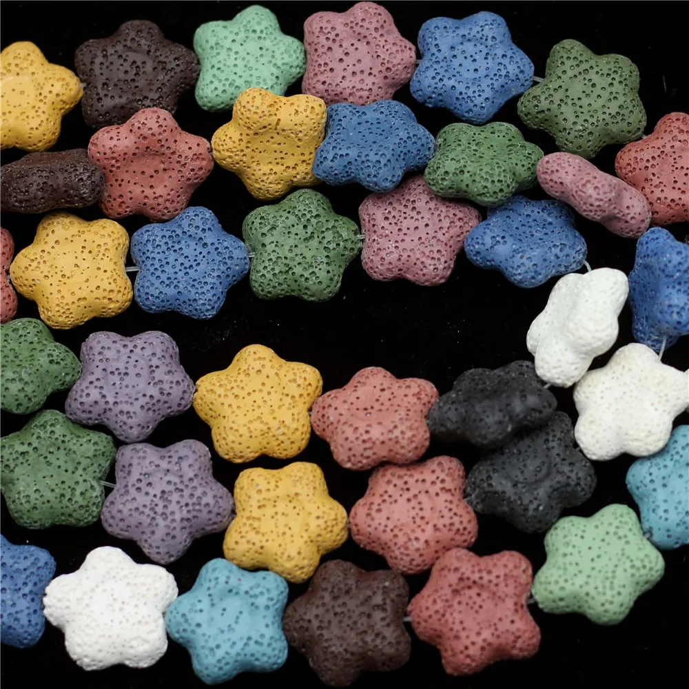 

Flower Volcanic Rock Lava Beads Aromatherapy For Jewelry Making Essential Oil Bracelets Necklace Accessories 46Pcs