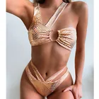 Сексуальные розовые бикини VIKINII 2021, Женский Блестящий купальник, Женский комплект бикини со змеей, женский купальник, женские купальные костюмы