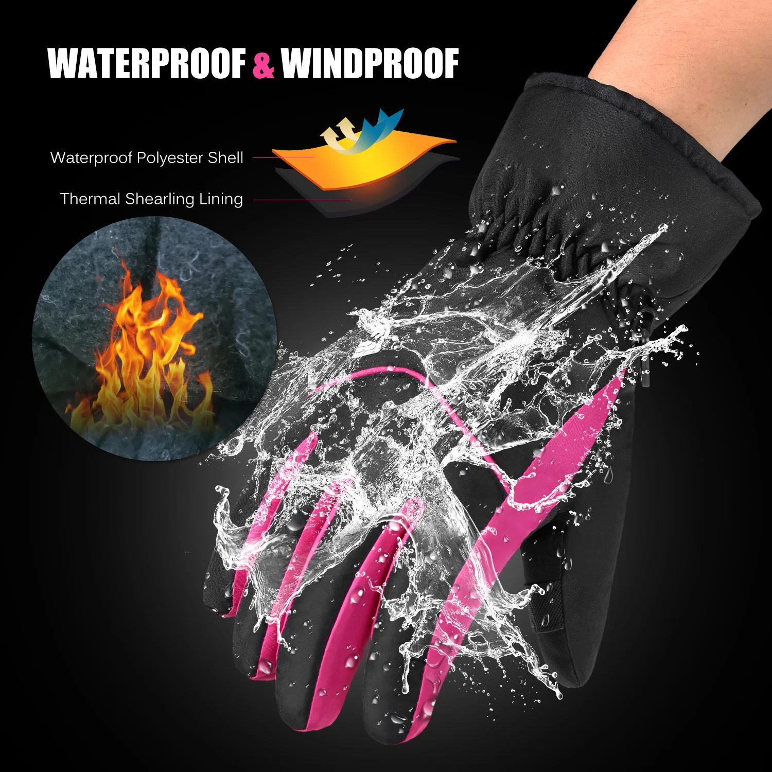 Уличные зимние теплые мужские и женские лыжные перчатки водонепроницаемые