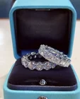 Обручальное кольцо с камнем, обручальное кольцо из серебра 925 пробы с имитацией квадратных бриллиантов с фианитами, Размер 5,6,7,8,9,10,11,12