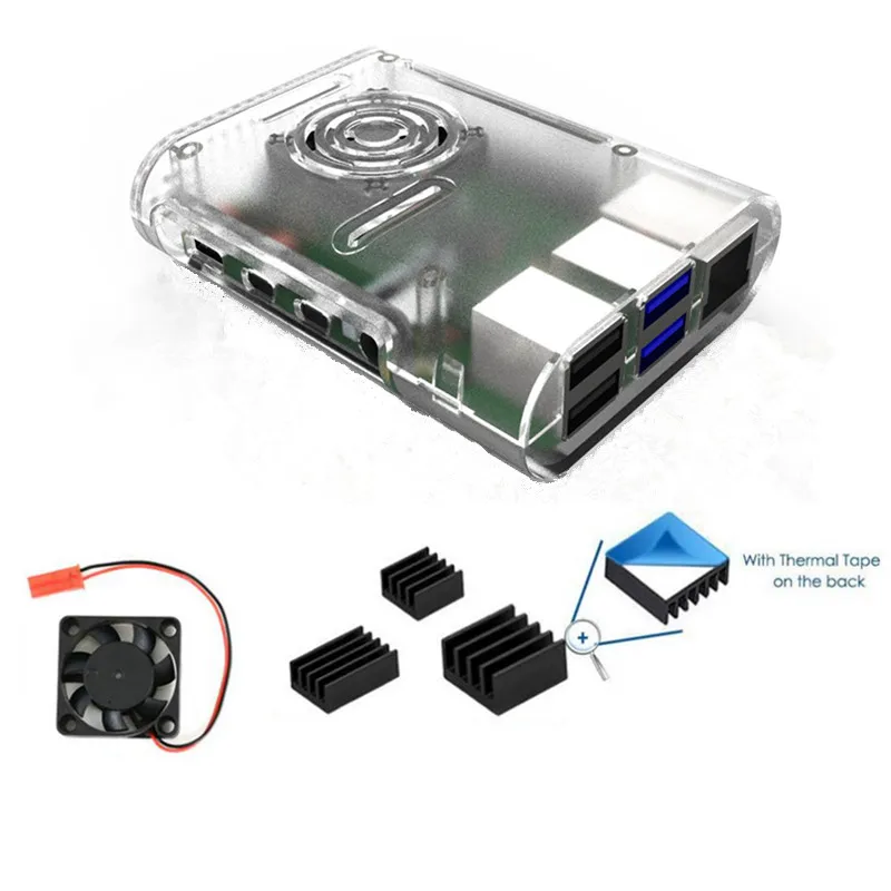 Чехол Raspberry Pi 4 черный прозрачный чехол с вентилятором радиатор для Model B |