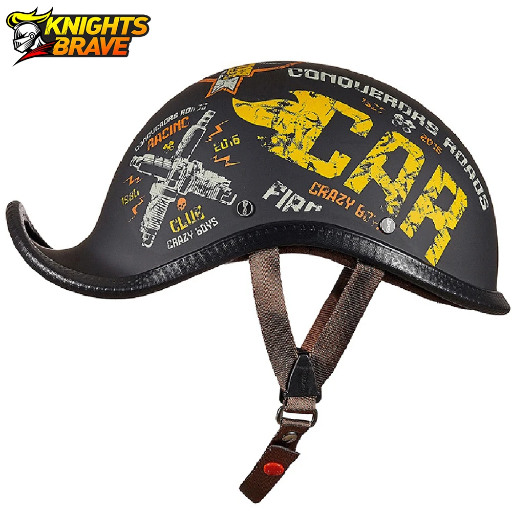 Мотоциклетный шлем в винтажном ретро-стиле полузащитный для мотокросса с