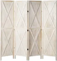 4-Panel Room Divider, Double-Sided Folding Solid Wood, Free Standing, Suitable for Living Room, Bedroom, Home Office, White