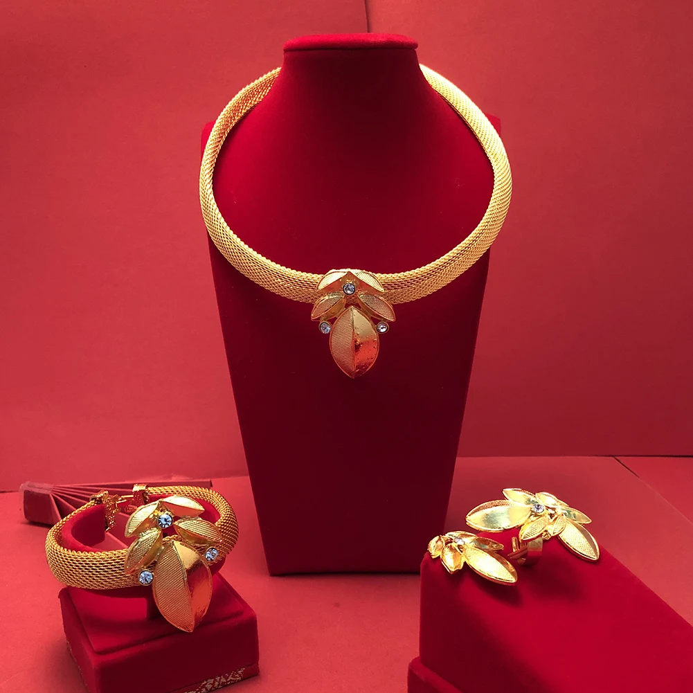 Ювелирные наборы из Дубая 24 К высококачественный позолоченный уникальный дизайн