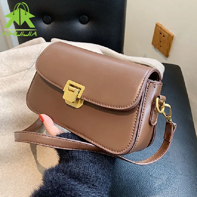 

Luxury Brand Designer Handbags Women Retro Solid Color Pu Leather Messenger Bags 2021 New Fashion Ladies All-match Shoulder Bag