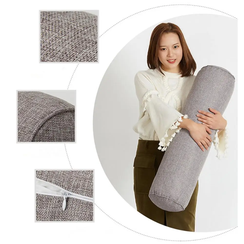 Однотонная круглая подушка для шеи кровати в рулоне опорный светильник ног