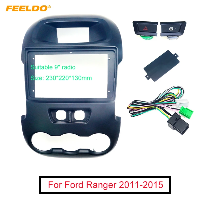 FEELDO Car Auido Radio 2Din Fascia Frame Adapter For Ford Ranger 2011-2015 9
