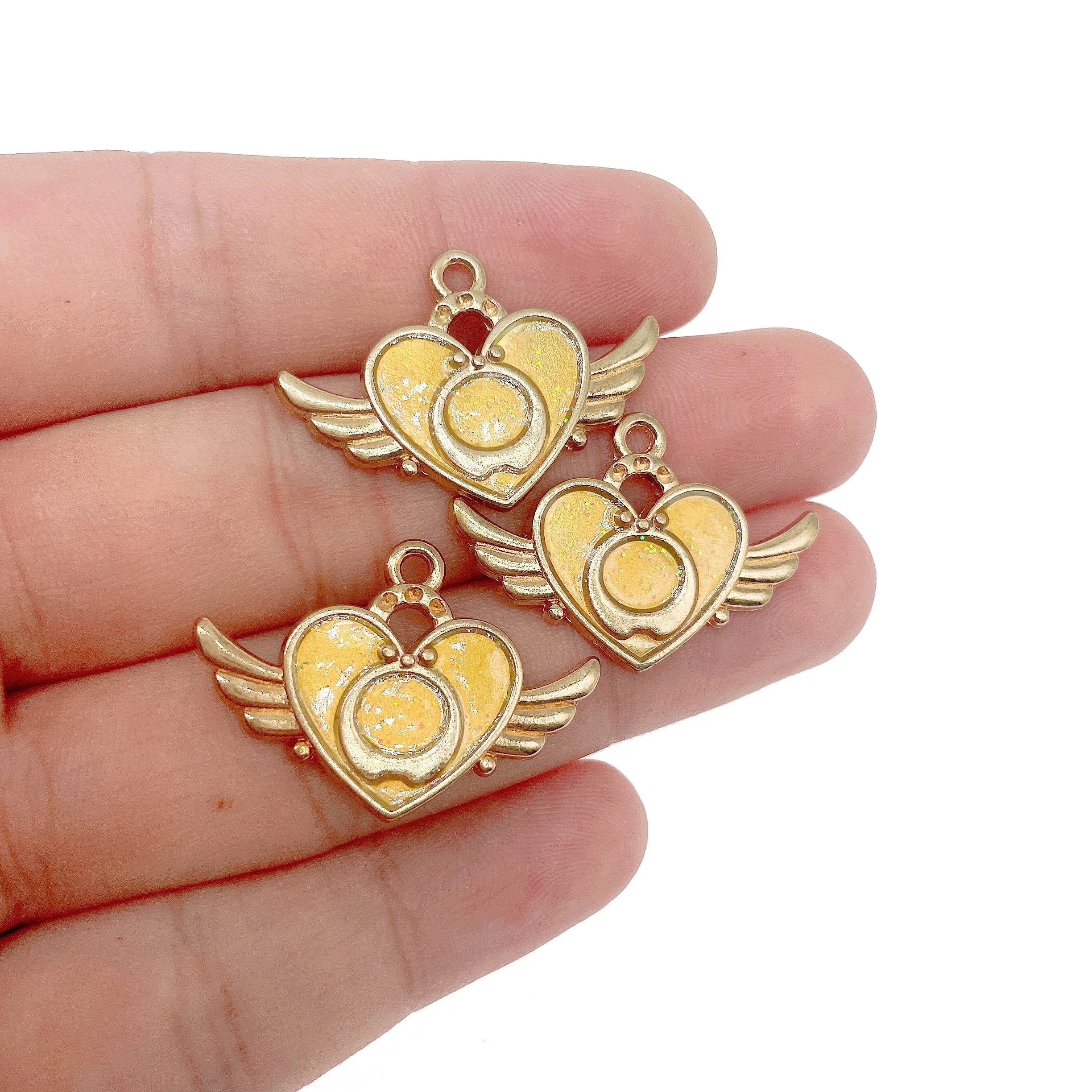 

Kpop 10Pcs Cute Colorful Heart Alloy Pendant Fashion Bracelet Charm For Jewelry Making Supplies DIY Handmade Earring Accessories