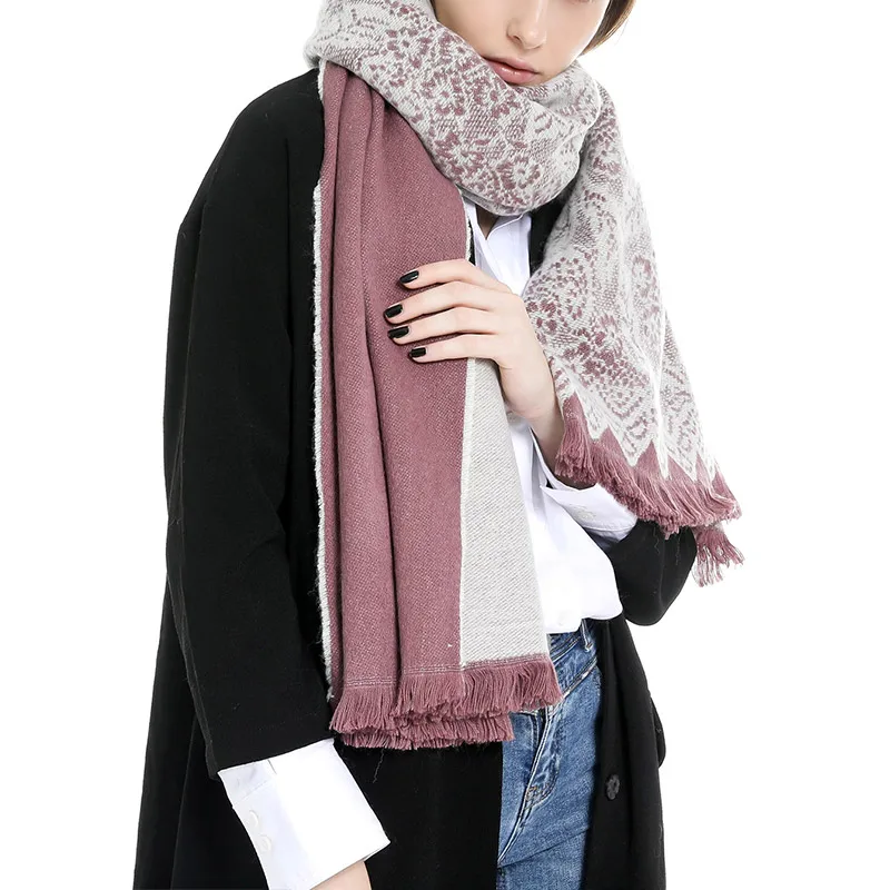 

Womens Fall Pattern Tassel Scarf Warm Soft Muffler Fashion Accessories Winter BMF88