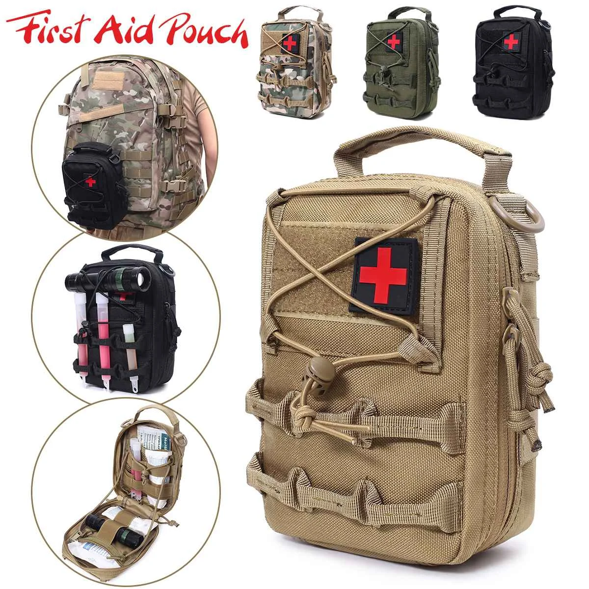 

First Aid Bag Camping Tactical Medical Pouch EMT Emergency Survival Kit Hunting Outdoor Box Large Size 1000D Nylon Bag Package