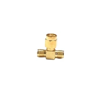 1pcs reverse rp sma male plug to 2x rp sma female jack rf coax adapter t type 3 way splitter goldplated new wholesale