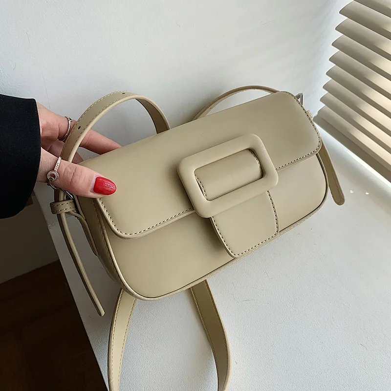

2021 Solid Color Small PU Leather Flap Crossbody Bags for Women Summer Luxury Trendy Branded Ladies Shoulder Handbags and Purses