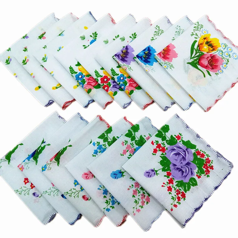 

Vintage Cotton Women Hankies Flower Hanky Floral Assorted Cloth Ladies Handkerchief