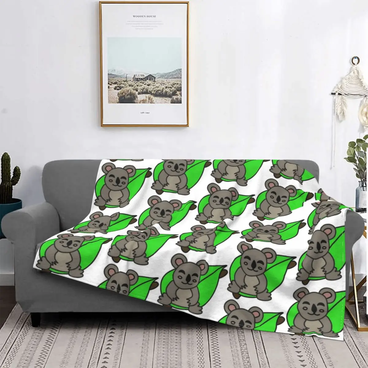 

Manta de franela de Koala para todas las estaciones, manta cálida multifunción para cama, Alfombra de auto, animales australiano