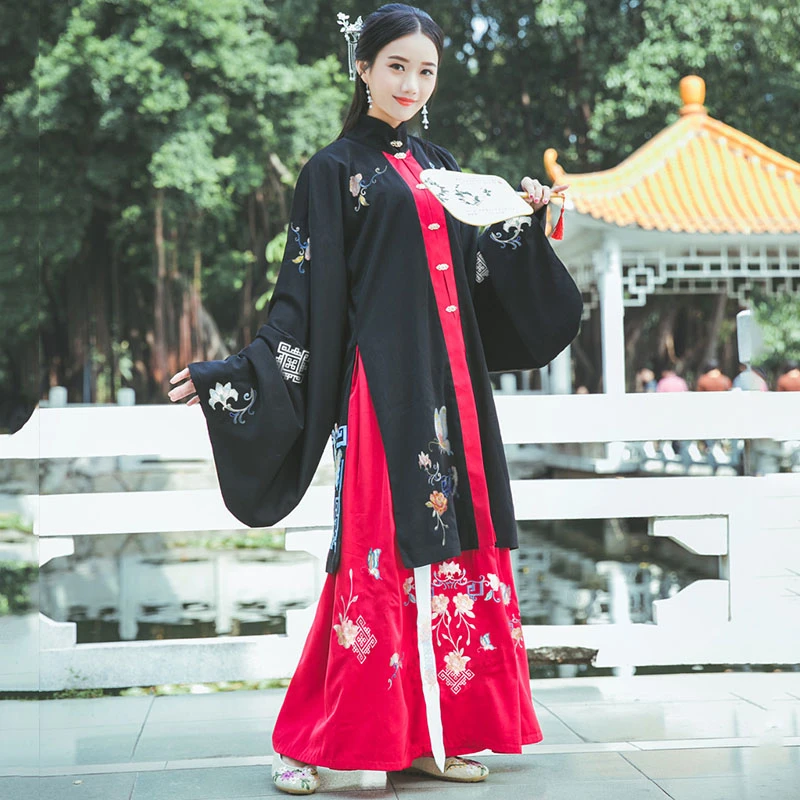 Традиционная юбка Hanfu в старинном китайском стиле тяжелая вышивка Пипа A рукав и