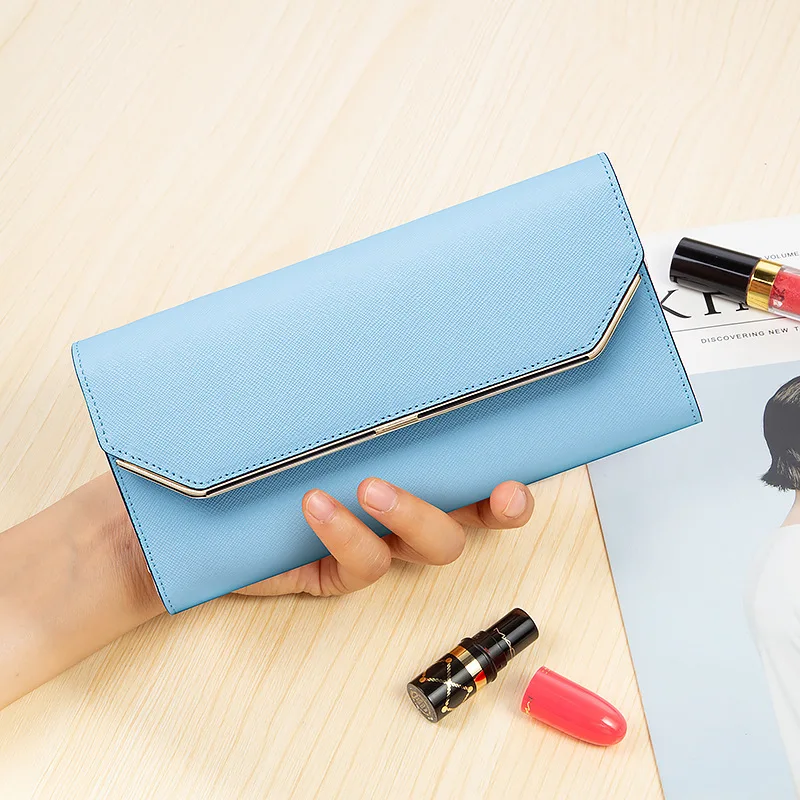 

Women's Wallet New Korean Version of The Leather Women's Wallet Three-fold Coin Purse Tower Buckle Retro Cowhide Coin Purse