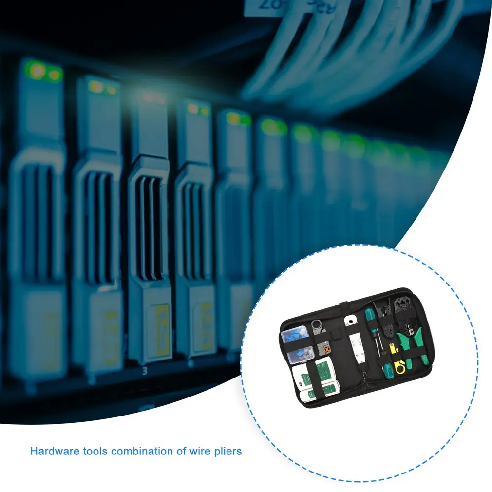 14pcs/Set Computer Network Repair Tool Kit LAN Cable Tester Wire Cutter Screwdriver Pliers Crimping Maintenance Tool Set Bag