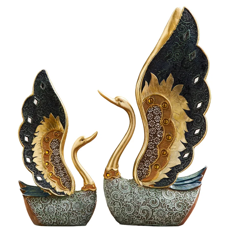 

Nordic light luxury creative swan ornaments a pair of modern home Xuanguan living room wine cabinet TV cabinet decoration
