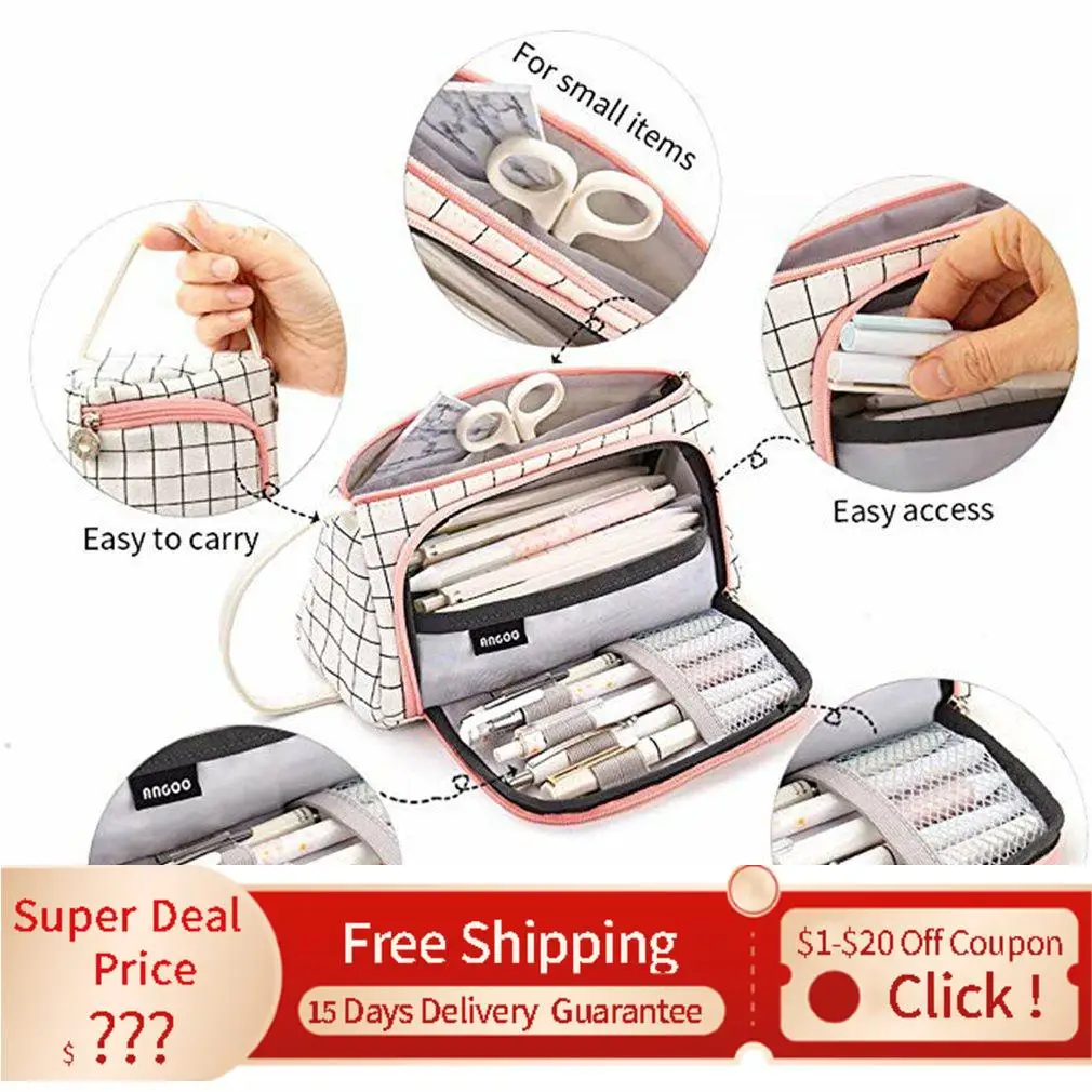 

Case Pencils Pouch Simple Cotton Linen Pen Multi-layer Korea Small Fresh Cute Stationery Bag Personality новый год 2022