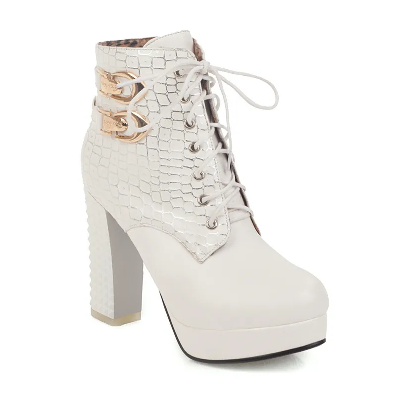 Женские ботильоны в стиле панк YMECHIC белые черные розовые ботинки клетку с камнями