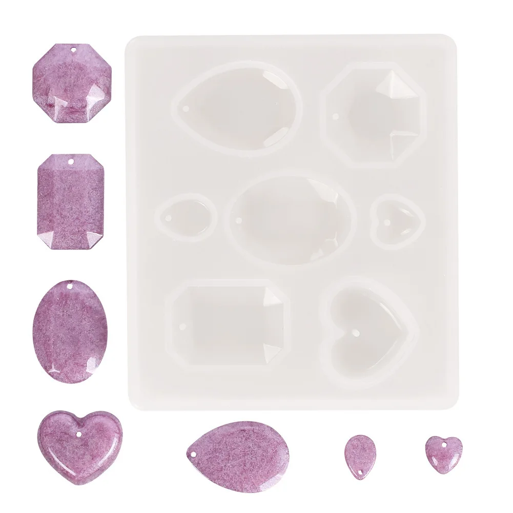 

DIY Crystal Drop Mold Many Kinds of Pendant Mold Heart-shaped Round Tower Amorous Feelings Diamond Twist Buckle Silicone Mold