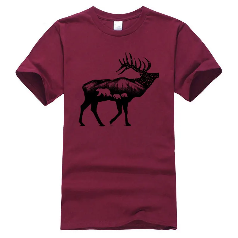 Casual ELK T Shirt Funky Mother Day Black Tops & Tees All Cotton Men's Simple Style Tee Shirt Europe Big Clothing Shirt