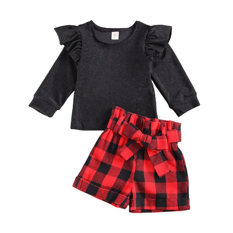 Мой первый Рождественский комплект детской одежды черная футболка с длинными