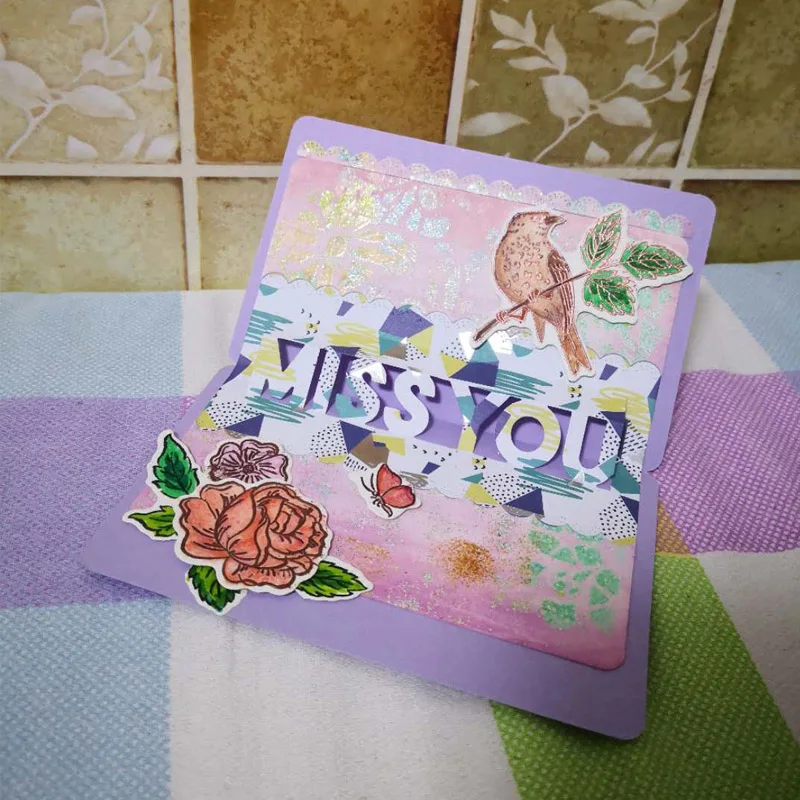 

"With Love" "Miss You" Words Metal Cutting Dies For Scrapbooking Craft Die Cut Card Making Embossing Stencil Photo Album