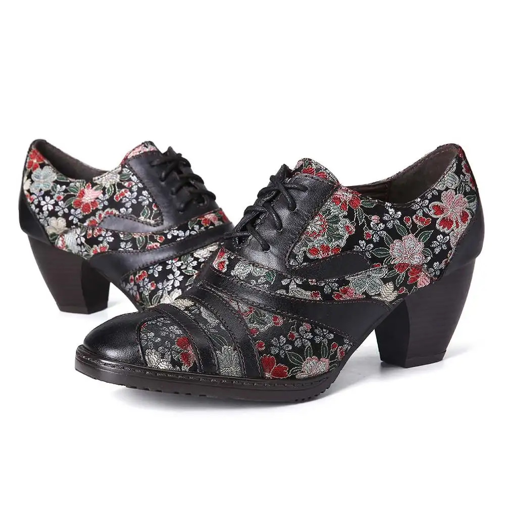 Женские туфли-лодочки SOCOFY черные туфли из натуральной кожи на низком каблуке с