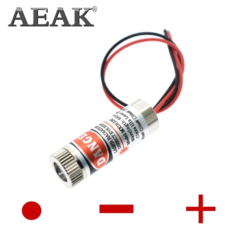 Лазерный модуль AEAK с красной леской регулируемый фокус 5 мВт 650нм В промышленный