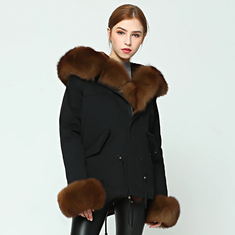 OFTBUY, парка, зимняя куртка для женщин, большой натуральный Лисий мех, воротник, теплая Толстая парка, верхняя одежда, зимнее пальто, женское меховое пальто