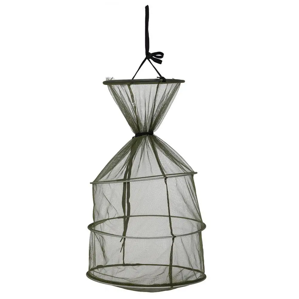 Foldable Landing Net Portable Fishing Round Folding Cage For Fish Shrimp Crab Compact Design High-quality Quick Delivery | Спорт и
