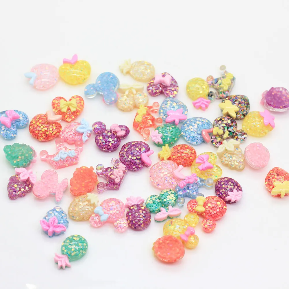 100/50 шт. разнообразные Блестящие Блестки непрозрачные короны яблоко Смола