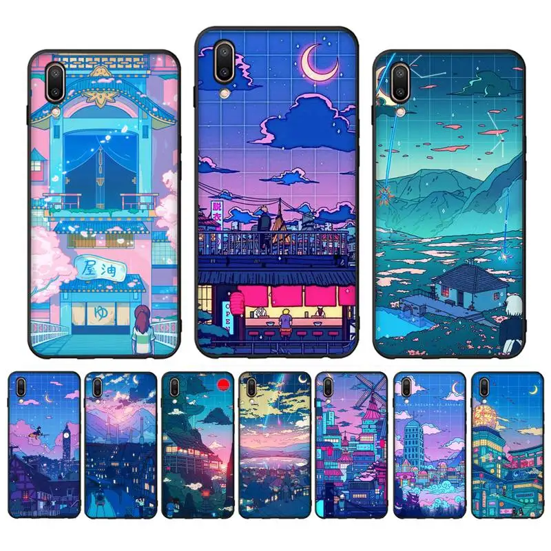 

Art Pixel Aesthetic Phone Case Case For Oppo Reno Realme C3 6Pro Cover For vivo Y91C Y17 Y19 Funda Capa