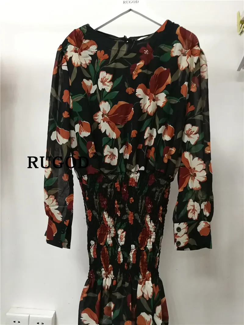 Женское облегающее платье RUGOD летнее в Корейском стиле с принтом длинными