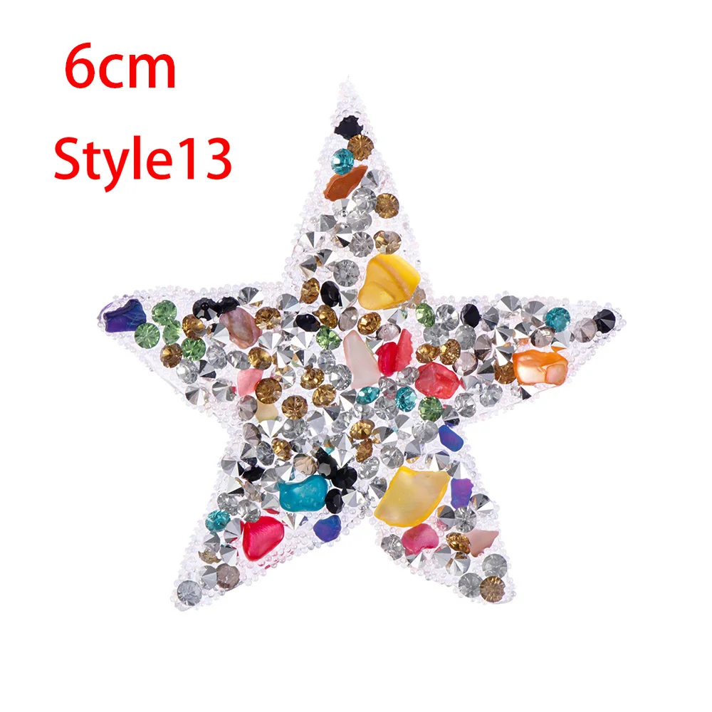 Style13 6cm Стразы со стразами, Звездные нашивки, поделки, мотив, железные нашивки, аппликация для теплопередачи, одежда, сумка для обуви, много размеров - Цвет: Style13 6cm