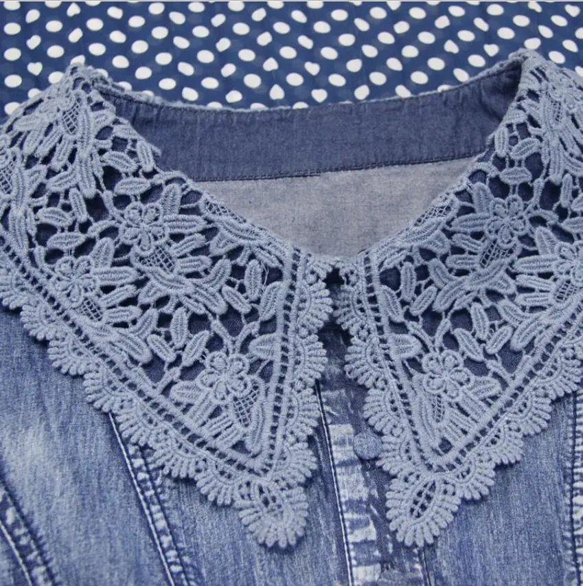 

Women's 2019 Summer New Vest Denim Dress 50S 60S Vintage Lace Polka Dot Women's Party Casual Fashion Dress Vestidos